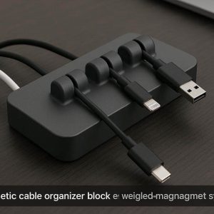 Magnetic Cable Organizer Block Cord Management System with Weighted Base for Executive Desk