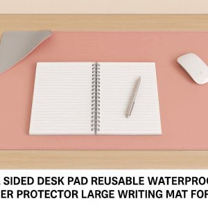 Dual Sided Desk Pad Reusable Waterproof PU Leather Protector Large Writing Mat for Students