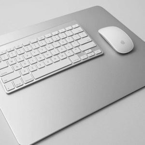 Aluminum Metal Desk Pad Sleek Hard Mouse Mat Protective Silver Surface for Apple Users