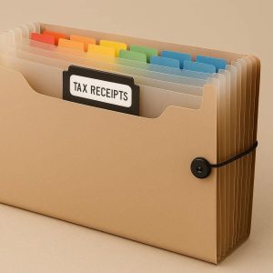 Expanding File Folder Poly Document Organizer with Accordion Pockets for Tax Receipt Management