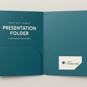 Heavy Duty Plastic Two Pocket Folders with Business Card Slot for Corporate Business Presentation