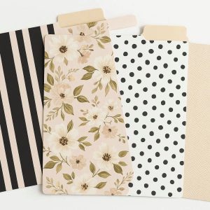 Decorative File Folders Letter Size Third Cut Tabs for Chic Aesthetic Home Office Storage