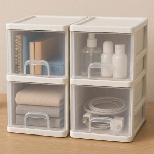 7 Plastic Desk Storage Drawers Stackable Cube Organizer Cabinets for Dorm Room Essentials