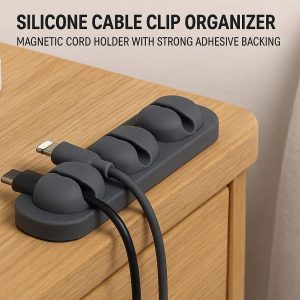 9 Silicone Cable Clip Organizer Magnetic Cord Holder with Strong Adhesive Backing for Nightstand